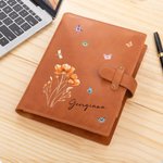Personalized Multiple Watercolor Flower PU Leather Notebook Cover with Name Christmas Birthday Gift for Women Friends