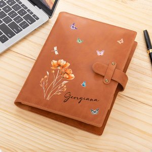 Personalized Multiple Watercolor Flower PU Leather Notebook Cover with Name Christmas Birthday Gift for Women Friends