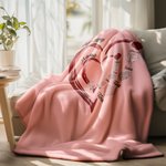 Personalized Double-Layer Heart Soft Throw Blanket with Kid's Names Home Decor Christmas Mother's Day Birthday Gift for Grandma Kids