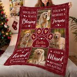 Personalised 4 Pet Photos Love Paw Soft Throw Blanket with Name Remembrance In Loving Memory Sympathy Gift for Loss of Pets