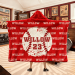 Personalized Balls Design Soft Hooded Blanket with Name and Number Team Birthday Christmas Gift for Sports Lovers