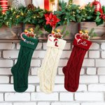 Gepersonaliseerde Gebreide Kerstkous met Geborduurde Naamletter Openhaard- en Kerstboomdecoratie Hangend Ornament Kerstcadeau voor Familie Vrienden