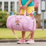 Personalizzato nascita fiore a strisce grande borsa in tela Duffle con nome e tracolla Sport viaggio essenziale Natale regalo di compleanno per le donne