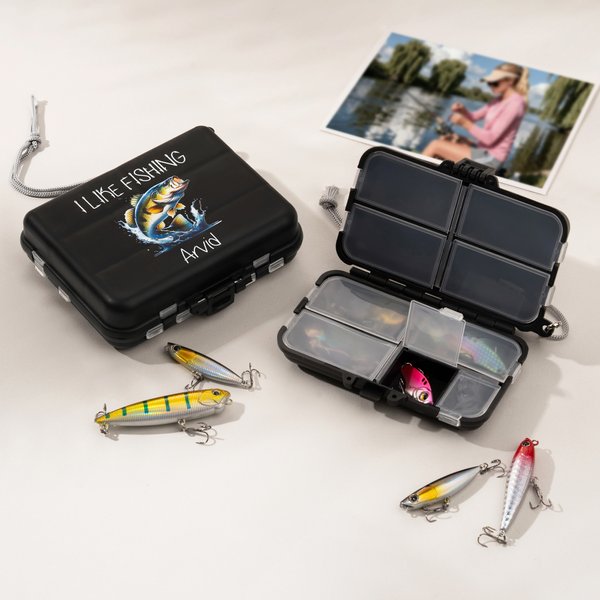 Personlig bärbar fiskeförvaringsbox med krokset kan anpassas med namn den perfekta presenten för fiskeentusiasten på Fars dag
