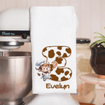 Personalized Highland Cow Chef Initial Waffle Tea Towel with Name Kitchen Decor Birthday Christmas Gift for Kids Highland Cow Lovers