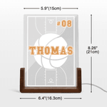 Personalized Ball Silhouette Acrylic LED Night Light with Wooden Base and Name Number Desk Decor Birthday Christmas Gift for Sports Lovers