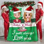Coperta morbida personalizzata con coppia di personaggi e gatto nome e testo regalo di Natale per coppie