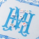 Personalized Chinoiserie Blue and White Flowers Mahjong Mat with Monogram Game Accessory Christmas Birthday Gift for Mahjong Lovers