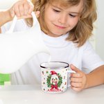 Personalised Wreath Cartoon Christmas Hat Animal 12 oz Enamel Mug with Name Christmas Gift for Family Kids