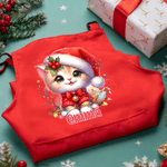 Personalised Cartoon Christmas Hat Animal Adjustable Kid Apron Chef Hat Set with Name and Pocket for Cooking Christmas Gift for Kids