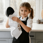 Personalized Highland Cow Chef Initial Waffle Tea Towel with Name Kitchen Decor Birthday Christmas Gift for Kids Highland Cow Lovers