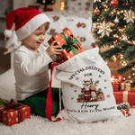Personalized Santa Claus Snowman Reindeer Design Canvas Drawstring Gift Bag with Name Christmas Gift for Kids Family