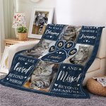 Personalised 4 Pet Photos Love Paw Soft Throw Blanket with Name Remembrance In Loving Memory Sympathy Gift for Loss of Pets