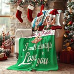 Coperta morbida personalizzata con coppia di personaggi e gatto nome e testo regalo di Natale per coppie