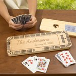 Personalised Wooden 3 Track Text Cribbage Board with Pegs and Poker Game Night Christmas Birthday Gift for Cribbage Lovers