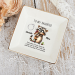 Personalised Watercolor Mom and Baby Animals Square Ceramic Trinket Jewellery Dish with Name and Text Home Decor Christmas Birthday Gift for Family