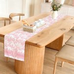 Personalized Toile De Jouy Multicolour Table Runner with Letters and Name Dining Room Home Decor Housewarming Gift for New Home Family Couples