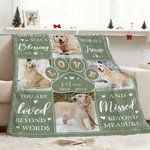 Personalised 4 Pet Photos Love Paw Soft Throw Blanket with Name Remembrance In Loving Memory Sympathy Gift for Loss of Pets
