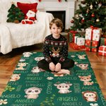Coperta personalizzata con nome morbida e multicolore in stile bosco incantato regalo per bambini