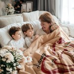 Personalized Double-Layer Heart Soft Throw Blanket with Kid's Names Home Decor Christmas Mother's Day Birthday Gift for Grandma Kids