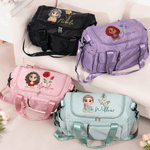Personalizzata 3D Cartoon Character Birth Flower Borsa da viaggio a più scomparti con nome e tracolla Regalo di compleanno essenziale per le donne