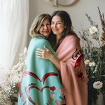 Personalized Double-Layer Heart Soft Throw Blanket with Kid's Names Home Decor Christmas Mother's Day Birthday Gift for Grandma Kids
