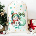 Sacco di Babbo Natale personalizzato in tela con nome e pupazzo di neve regalo perfetto per amici e famiglia