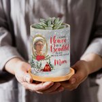 Personalised Photo Frame Design Ceramic Plant Pot with Bamboo Base and Title Sympathy Memorial Gift for Loss of Loved One