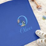 Personalised Embroidered Peter Rabbit Soft Cotton Baby Blanket with Initial and Name Happy Easter Birthday Gift for Newborns Kids