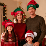 Personalized Multiple Styles Soft and Plush Christmas Knit Hat with Embroidered Name Christmas Party Gift for Family