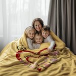 Personalized Double-Layer Heart Soft Throw Blanket with Kid's Names Home Decor Christmas Mother's Day Birthday Gift for Grandma Kids