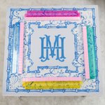 Personalized Chinoiserie Blue and White Flowers Mahjong Mat with Monogram Game Accessory Christmas Birthday Gift for Mahjong Lovers