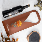 Personalized Birth Flower PU Leather Wine Bag with Name and Handle Protective Wine Accessories Birthday Gift for Wine Lover