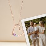 Personalized 1-10 Family Birthstones Heart Necklace Dainty Jewellery Birthday Anniversary Mother's Day Gift for Grandma Mother