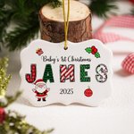 Personalised Santa Claus Christmas Element Alphabet Irregular Shape Ceramic Ornament with Name Christmas Gift for Family Friends