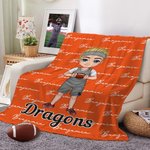 Personalised Basketball Volleyball Cartoon Character Soft Throw Blanket with Number and Name Senior Night Game Day Team Gift for Sports Lovers Coaches