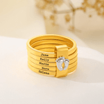 Personalized Foot Stacking Rings with Engraved 2-5 Names Family Jewelry Christmas Birthday Gift for Mom Grandma