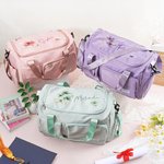 Personalized Artistic Watercolor Style Floral Multi-Compartment Large Travel Bag with Name and Shoulder Strap Travel Birthday Gift for Women