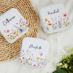 Personalized Floral PU Leather Jewellery Travel Box with Name Portable Jewellery Case Wedding Bridesmaid Birthday Gift for Women