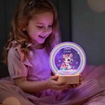 Veilleuse LED réglable en acrylique avec nom et base en bois Décoration de chambre Cadeau d'anniversaire pour les filles et les enfants
