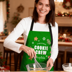 Personalized Cookie Crew Multi-Color Baking Cookie Adjustable Apron with Name and Pocket Christmas Gift for Women Friend