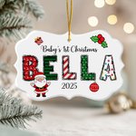 Personalised Santa Claus Christmas Element Alphabet Irregular Shape Ceramic Ornament with Name Christmas Gift for Family Friends