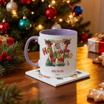 Tazza in ceramica personalizzata con nome design Happy HoHoHo to You regalo di Natale per famiglia e bambini