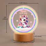 Veilleuse LED réglable en acrylique avec nom et base en bois Décoration de chambre Cadeau d'anniversaire pour les filles et les enfants
