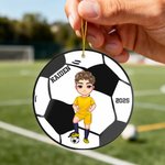 Personalized Sports Ball Cartoon Character Christmas Ornament with Name and Year Holiday Tree Decor Birthday Gift for Sports Lovers
