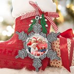 Personalised Funny Christmas Photo Snowflake Ornament with Text Home Decor Christmas Gift for Family Friends
