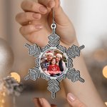 Personalised Funny Christmas Photo Snowflake Ornament with Text Home Decor Christmas Gift for Family Friends