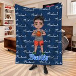 Personalised Basketball Volleyball Cartoon Character Soft Throw Blanket with Number and Name Senior Night Game Day Team Gift for Sports Lovers Coaches