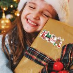 Gepersonaliseerde Kerstman Rendier Sneeuwpop Ontwerp Set van 2 Waterdichte Kerststickers Etiketten met Naam Kerst Decor Feestartikelen voor Familie Kids