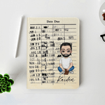 Personalised Vintage Library Card Reading Cartoon Character Pad Case Protective Cover for iPad with Name Christmas Birthday Gift for Women Men